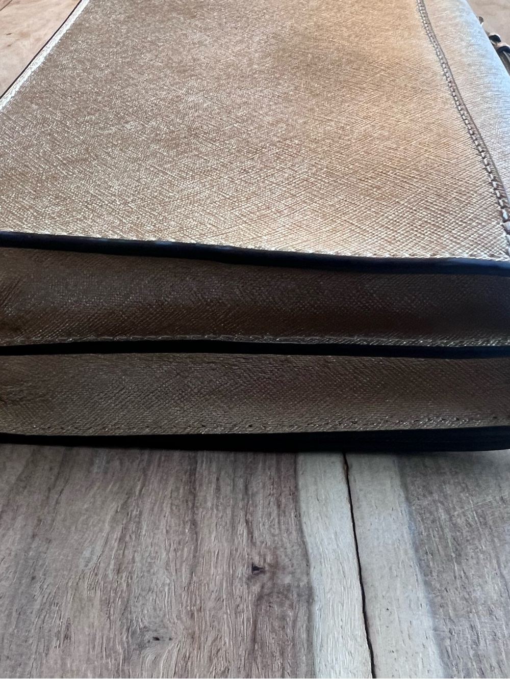 Michael Kors Metallic Gold Leather Double-Compartment Crossbody - Picture 7 of 16
